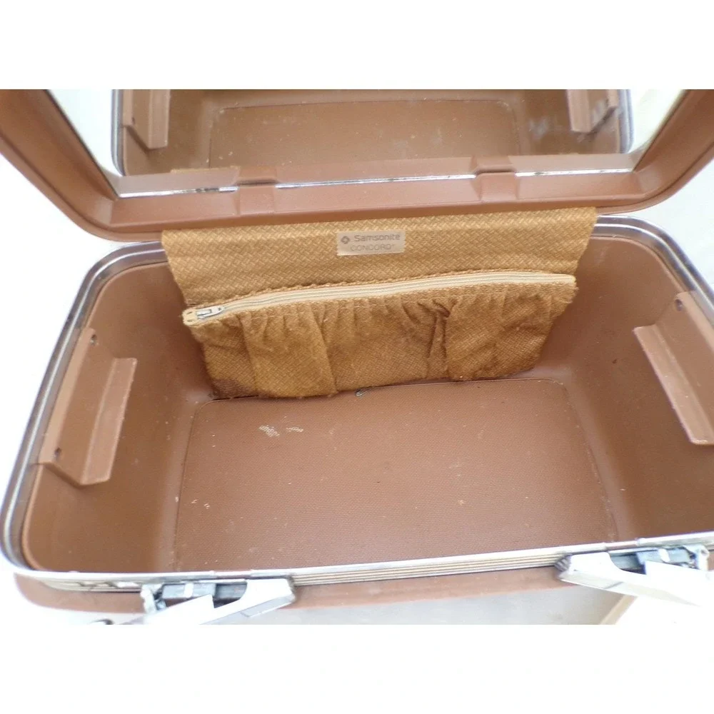Vintage Samsonite Train Case Cosmetic Suitcase Travel‎ Brown Concorde